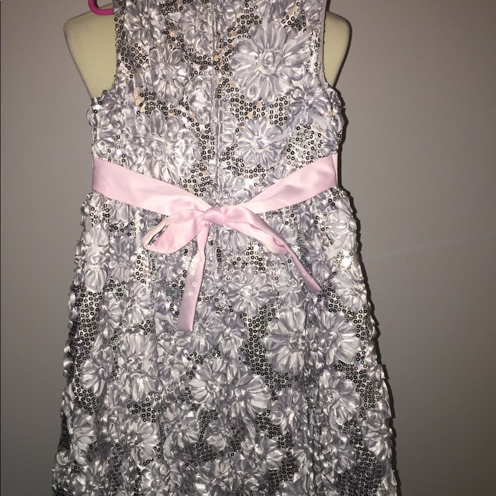 Girls silver sparkle dress new